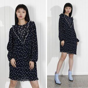 NWT Ganni Lowell Polka Dot Georgette Mini Dress